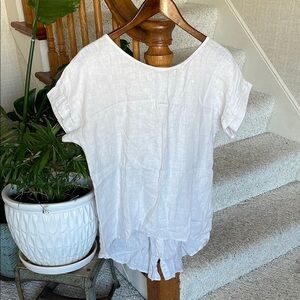 Terzo Millennio Women's White Cream Linen Tunic Top